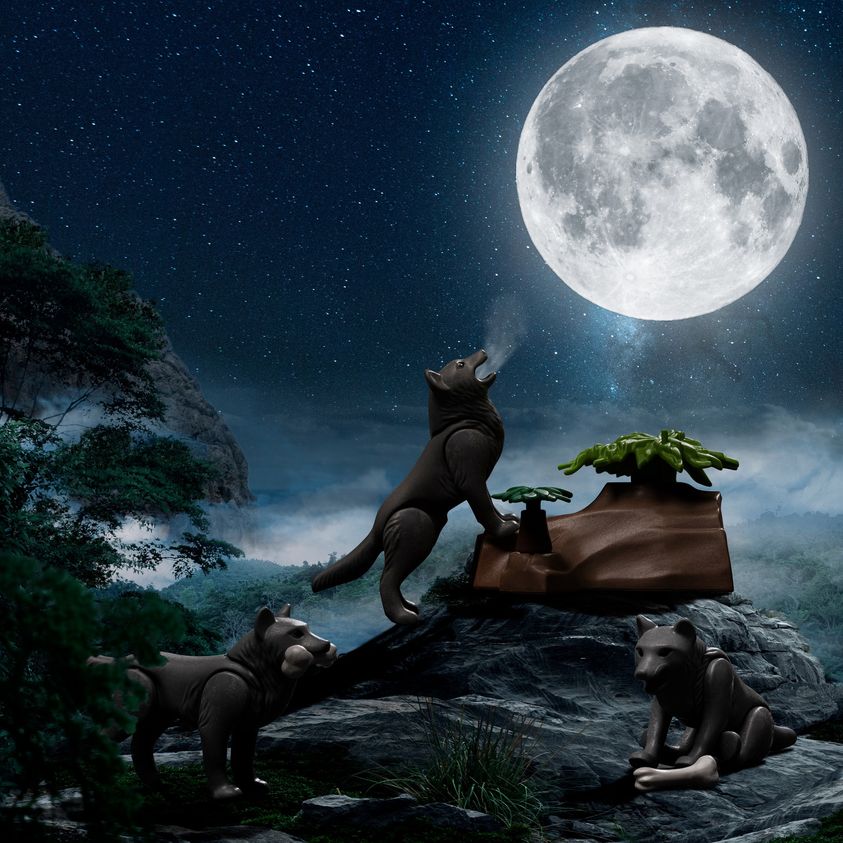 PlaymobilUK's tweet photo. "The wolf, a beautiful animal from the dog family. Did you know that wolves don't actually howl at the moon? They just communicate with their fellow species. They howl to the sky so that they can be better understood.#PLAYMOBIL #Wiltopia #Knowitloveitprotectit #sustainability https://t.co/xdicUDYunY