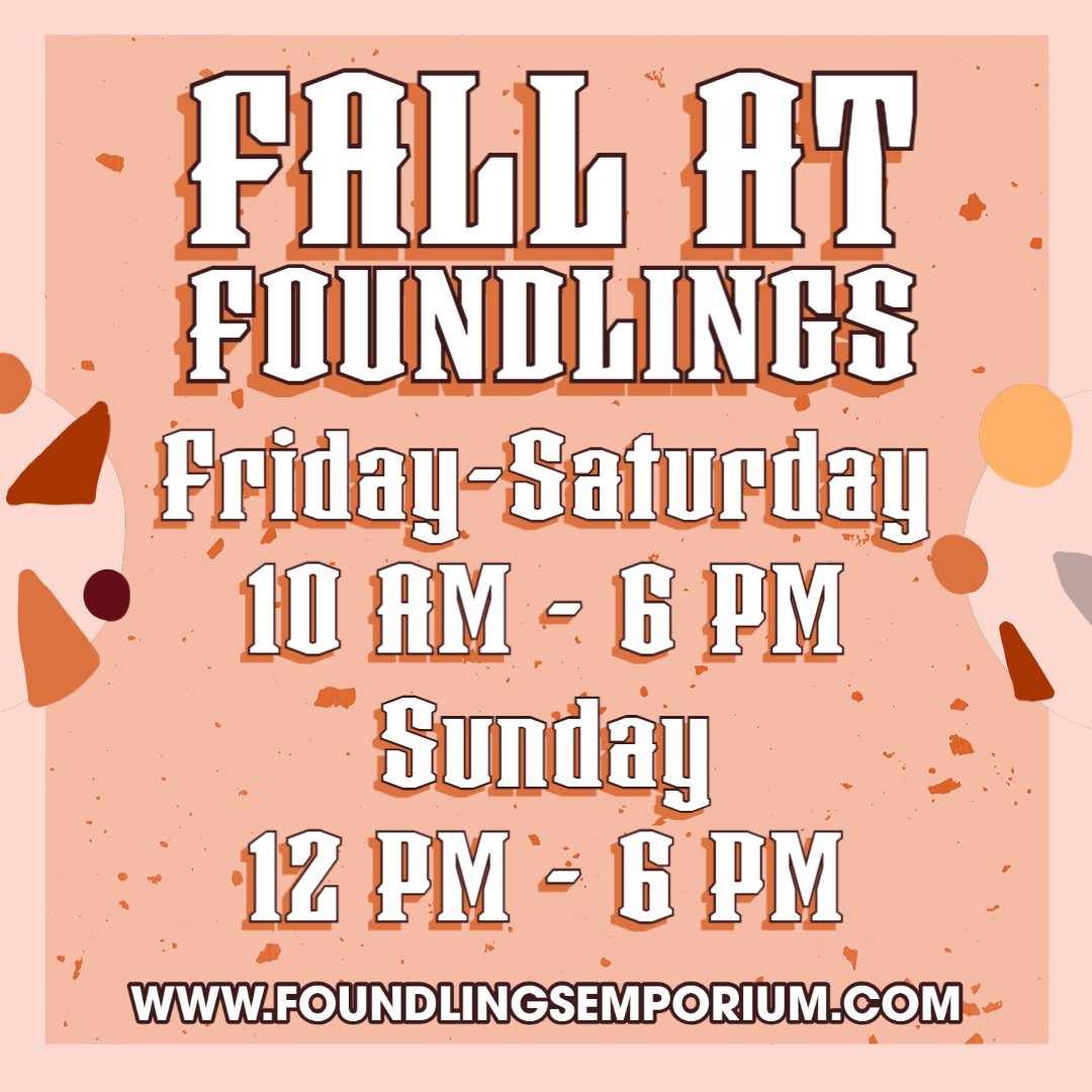 FoundlingsEmp's tweet photo. Come by and see us this weekend!

#Alabama #UniqueGifts #ShopSmall #IndianSpringsVillage #ChelseaAL #InvernessAL #GreystoneAL #HooverAL #LoganMartin #LakeMartin #LayLake #PellCityAL #AlabasterAL #ShoalCreek #Vintage #FallDecor #IndianSpringsVillage #CaleraAL https://t.co/GhYZTy1HbY