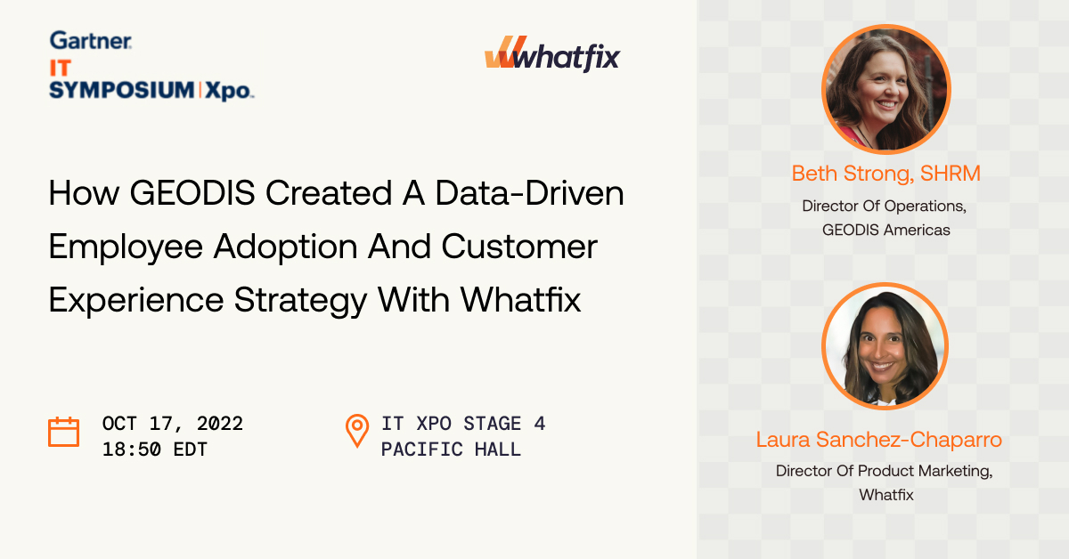 whatfix's tweet photo. Beth Strong, SHRM, Director of Operations from @GEODIS_Group &amp; Laura Sanchez-Chaparro, Director of #ProductMarketing, Whatfix will be discussing @GEODIS' journey with #Whatfix #DigitalAdoptionPlatform at #GartnerSYM

Connect with us: https://t.co/sJVEuIdQY4
@Gartner_inc https://t.co/jOZBpdIIOy