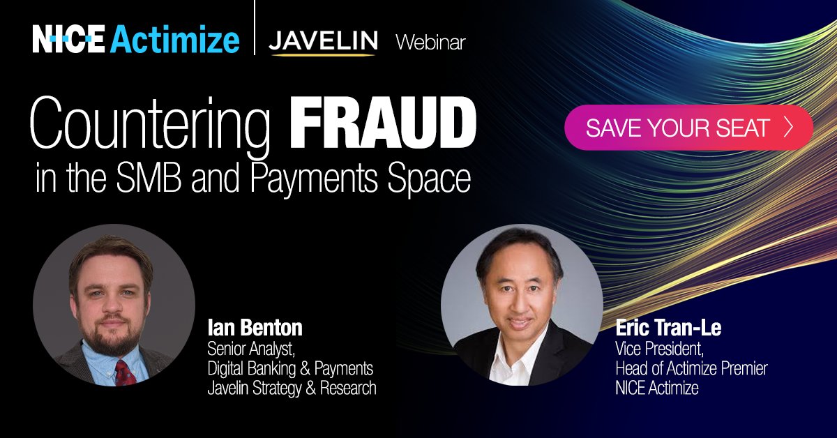 bbahadoo's tweet photo. Customers expect to bank any time, anywhere, but how can smaller community #Banks and #CreditUnions stay competitive while offering the same level of protection? 

Join our very own Eric Tran-Le, and Ian Benton of @JavelinStrategy for more:
https://t.co/OYPjynQI6J

#AML #Fraud https://t.co/oonpOdA1Mc