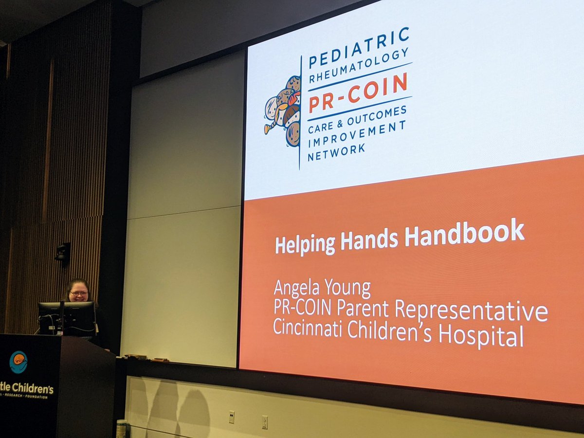_PRCOIN's tweet photo. Angela Young, a parent at @CincyChildrens, encourages providers to share the Helping Hands Handbook with every patient. It answers many questions about self management #prcoinlearningsession https://t.co/5kwM81TZVs