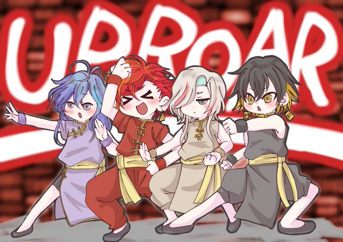 お絵描き。アップロー4人。#Uyu_Art #封魔絵 #燐央絵 #ガンマのラクガキ #UPROAR #アップロー 