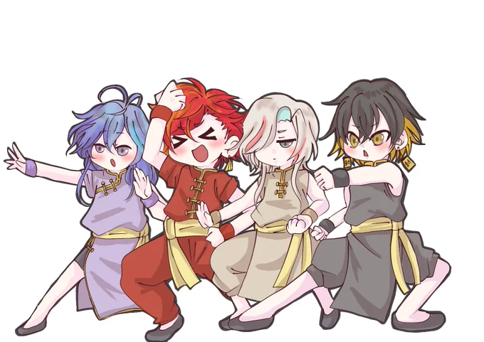 お絵描き。アップロー4人。#Uyu_Art #封魔絵 #燐央絵 #ガンマのラクガキ #UPROAR #アップロー 