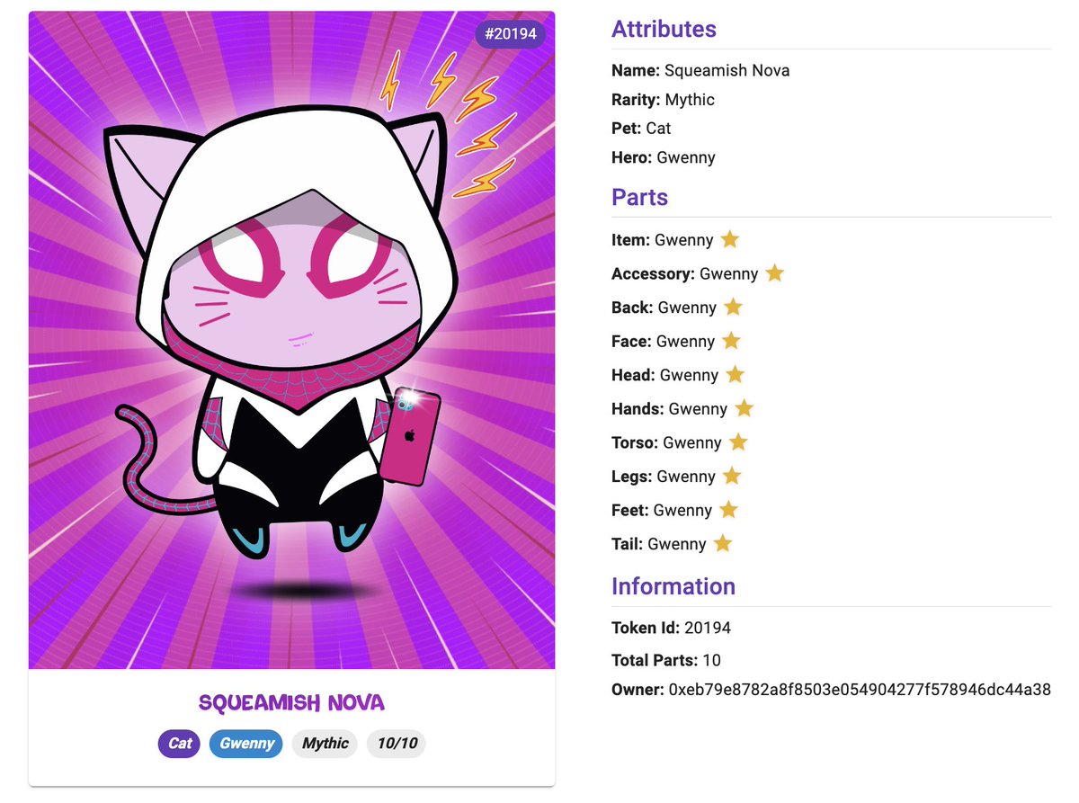 MyHeroPetz's tweet photo. Wow, the second Petz 10⭐️ is totally ready, go fast and try to reach the 10⭐️ too. The free mint is almost finished. #nft #nftart #nftcommunity #nftartist #cryptoart #nftcollectors #nftcollectibles #nftcollection  #nftartists #nftartgallery #nftartwork #artoftheday #nftnews https://t.co/UQz9ksZkmD