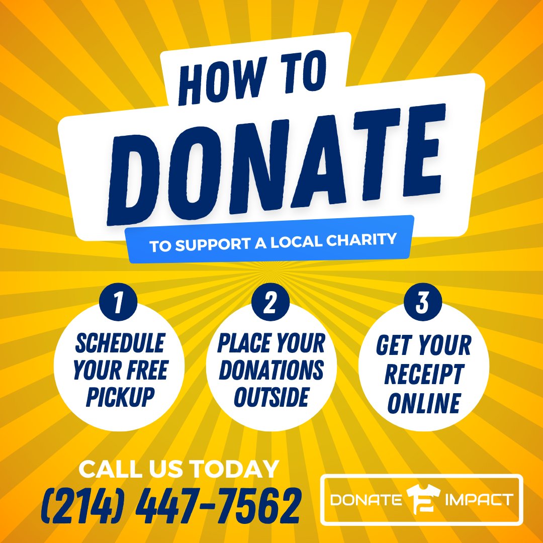 Our process turns donated household items, clothing, shoes, toys and etc.., into cash so we can support the charitable work of our non-profit partners. 
Schedule your Free Home pickup today by calling us at:
 (214) 447-7562
#donate2impact
#springcleaning
#fundraisingforacause