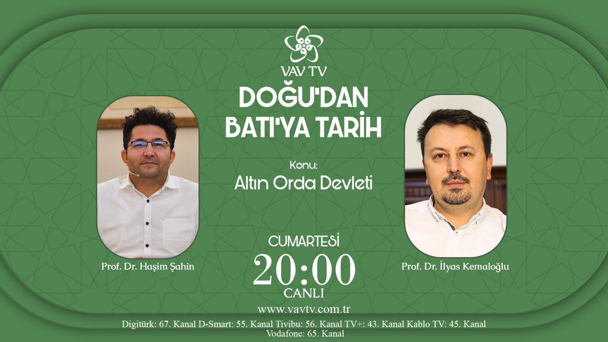 pelitcikli's tweet image. Değerli tarihseverler, #doğudanbatıyatarih’te bu hafta Prof. Dr. İlyas Kemaloğlu hoca ile Altın Orda Devleti’ni konuşacağız.. soruları şimdiden hazırlayın.. @ilyaskemaloglu @vavtvresmi #moğollar

Not: programımız bu haftadan itibaren saat 20.00’de..