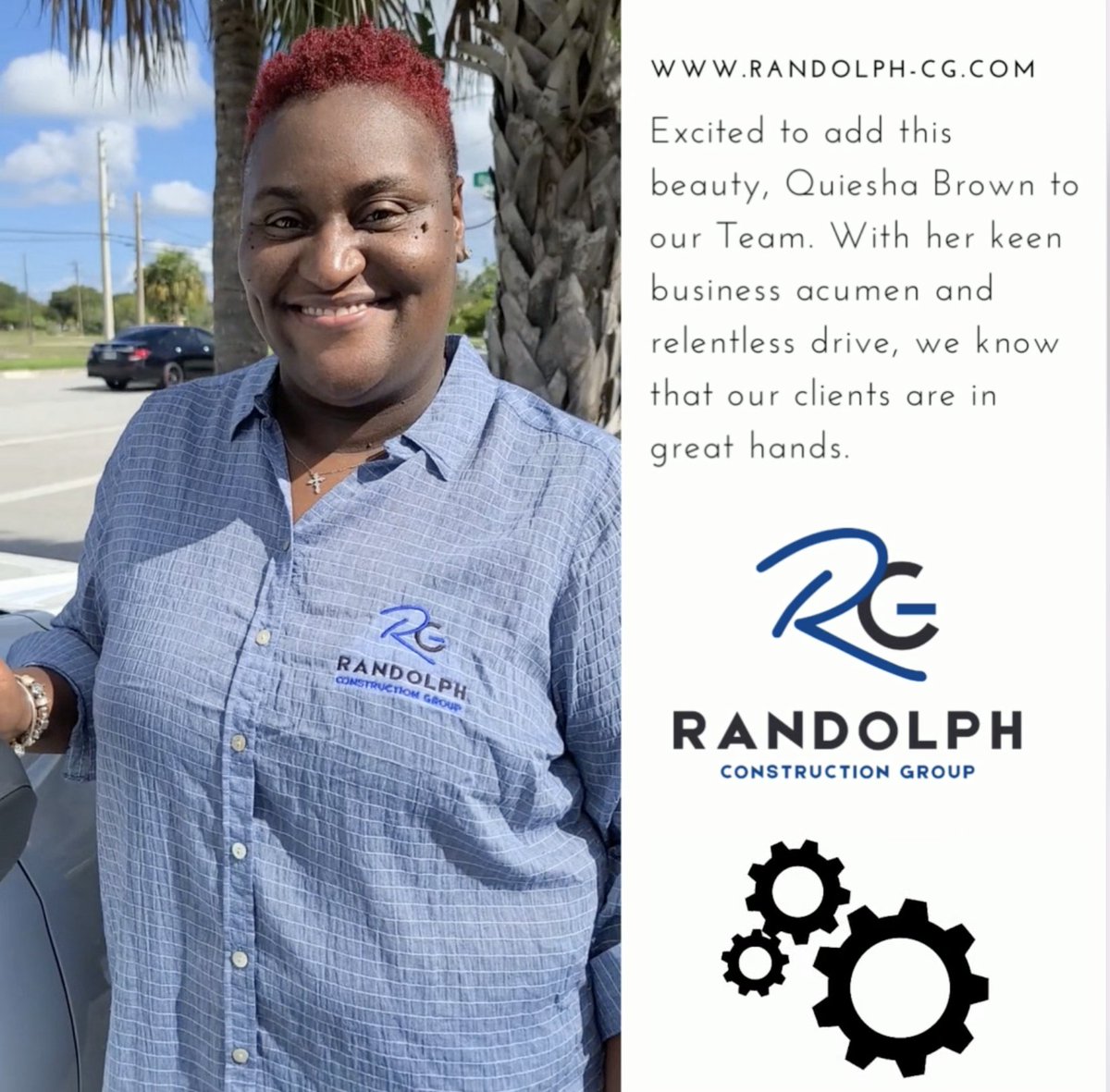 Excited to add this beauty, Quiesha Brown to our Team. With her keen business acumen and relentless drive, we know that our clients are in great hands. 
#Quality #Companythatcares #blackownedbusiness #Teamwork #Teams #SoFlo #randolphconstructiongroup