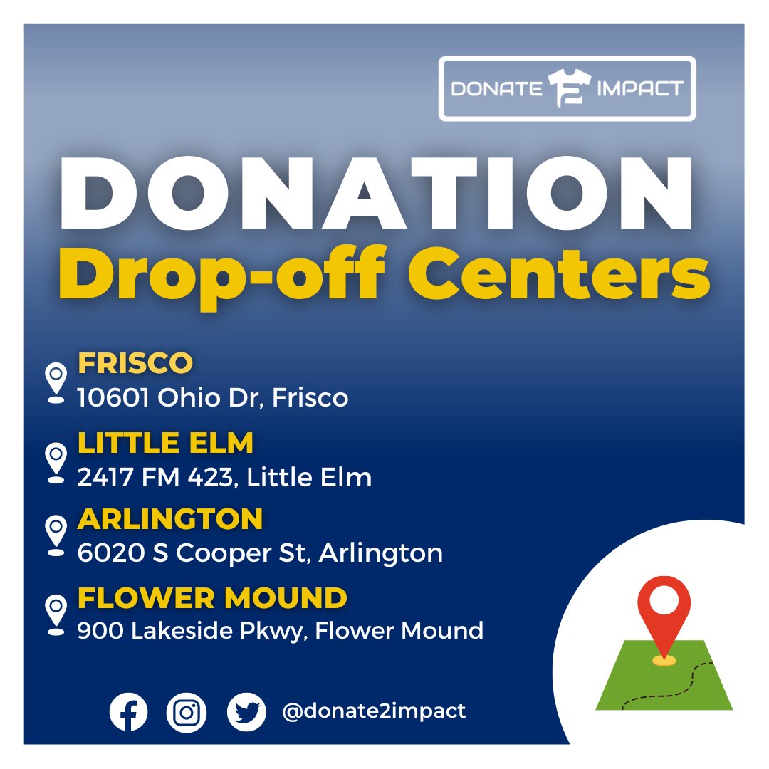Contact us today or stop by one of our Donation drop-off centers.
Call us TODAY at (469) 933-1277
#donate2impact
# non-profits
#fundraising
#fundraisingforacause
#closetorganization
#closetcleanout
#springcleaning