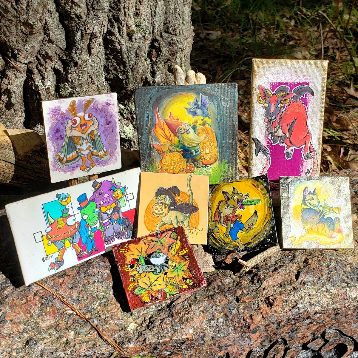 rralphbutt's tweet photo. New mini Autumn/Halloween canvas paintings in the shop. 
https://t.co/A8uQjz5BkJ

#ralphbutt #gbjewelz #art #gnome #fairygarden #fairy #fantasy #enchanted #gallery #dollhouse #minature #miniaturepainting #Folklore #halloween #autumn #spooktober #spooky https://t.co/gkjkAp7L1X