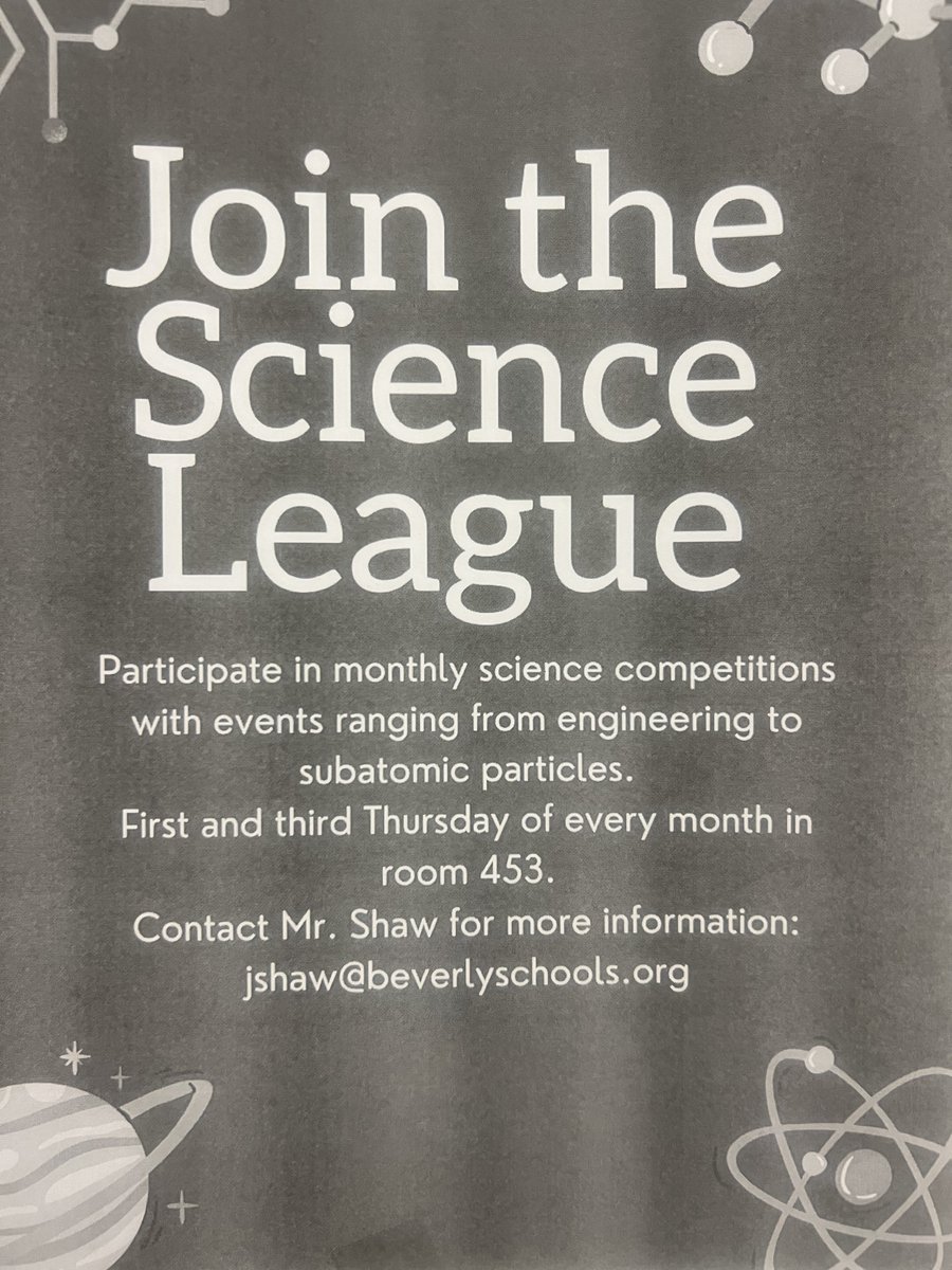 BHS next week is MA STEM Week-consider joining a STEM Club at the high school!