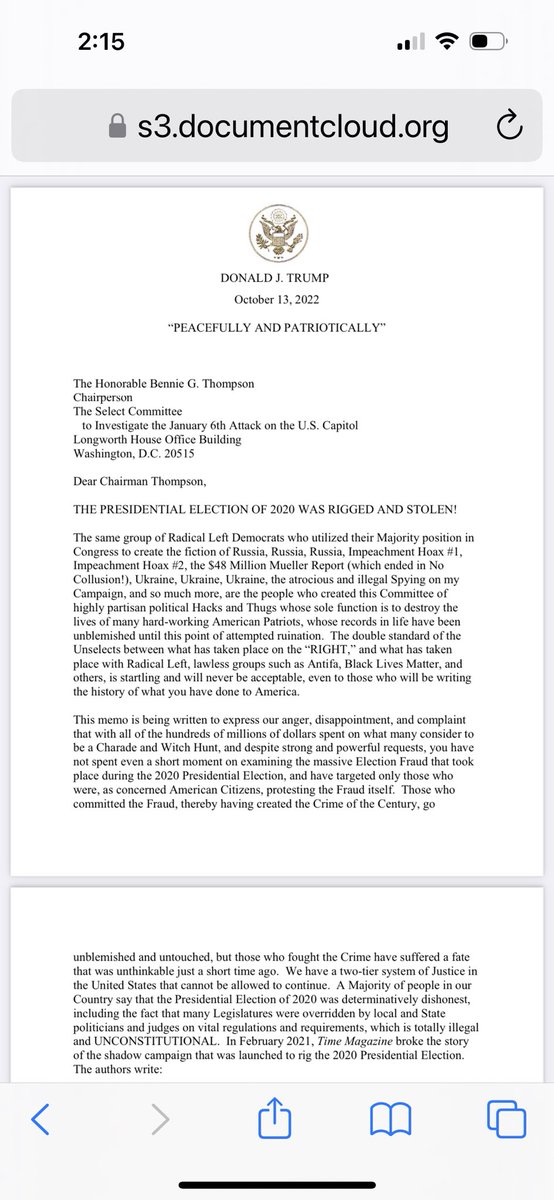 Trump’s letter responding to being subpoenaed by the J6 committee is powerfully incriminating evidence that will be introduced against him when he’s prosecuted. And those who helped him draft it are co-conspirators. #JusticeMatters video dropping later today.