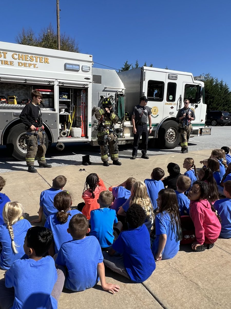 Special thanks to <a href="/WCFireDepart/">West Chester Fire Department</a> for teaching us about fire safety today— such an important message!! 🚒 (Thanks to <a href="/MrsLetrinko/">Christina Letrinko</a> for organizing! 💙) <a href="/mskohlbrenner/">Casey Kohlbrenner</a>