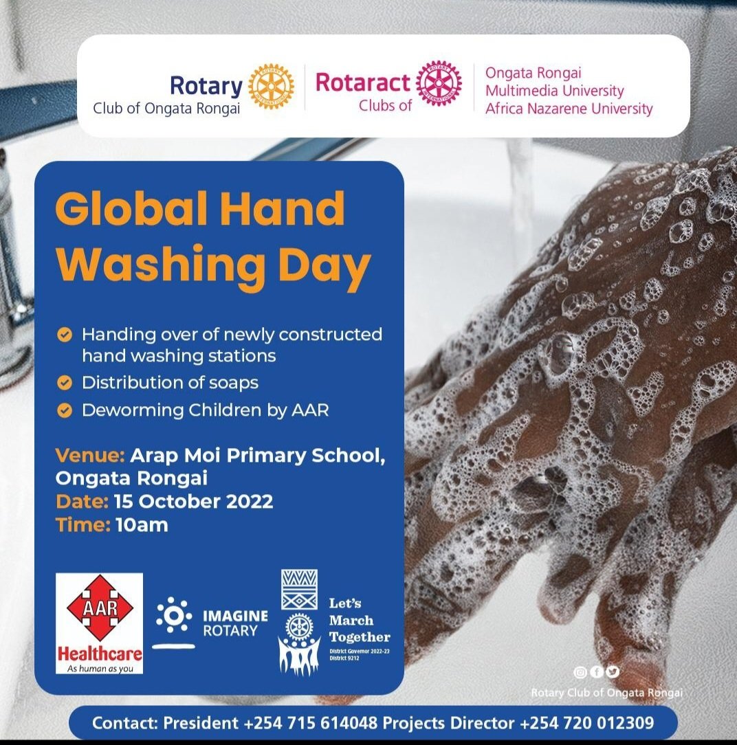 Rotary Club of Ongata Rongai (@ongatarotary) on Twitter photo 15th October 2022 is Global Hand washing day. The Rotary Club of Ongata Rongai joins the District 9212 in celebrating at Arap Moi Primary school Nkoroi and handing over hand washing stations, soap, and deworming the school children supported by AAR
<a href="/d9212_/">Rotary District 9212</a>
<a href="/AarHospital/">AAR Hospital</a> 15th October 2022 is Global Hand washing day. The Rotary Club of Ongata Rongai joins the District 9212 in celebrating at Arap Moi Primary school Nkoroi and handing over hand washing stations, soap, and deworming the school children supported by AAR
<a href="/d9212_/">Rotary District 9212</a>
<a href="/AarHospital/">AAR Hospital</a>