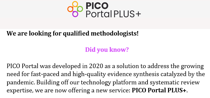 PICO_Portal's tweet photo. Come work with us!
https://t.co/xvgDDCorRc
#methodologists #evidencesynthesis #systematicreviews #hiring #medlibs #AI #ML https://t.co/584lsQoM5P