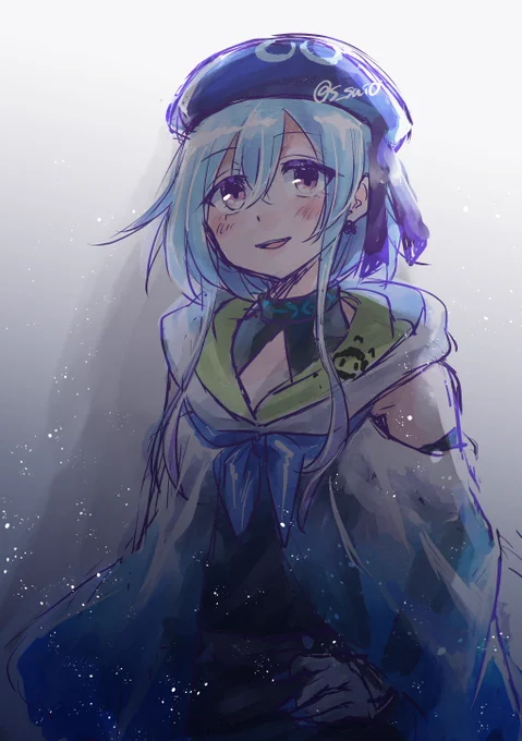 眠る気にもならなかったので、ミヅキくんのビジュアルを研究がてら描いていた #アークナイツ #ミヅキ 