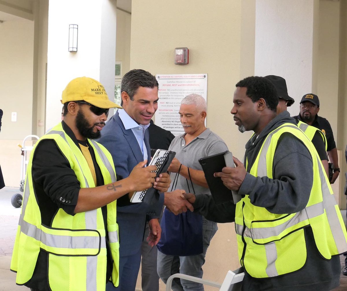 FrancisSuarez's tweet photo. Today we have committed $2M to @CamillusHouse in an effort to make Miami the first major city in America to achieve functional zero homelessness. This money will go towards expanding bed capacity, workforce development, and educational programs to create a #MiamiForEveryone https://t.co/S7CsBrxqE5