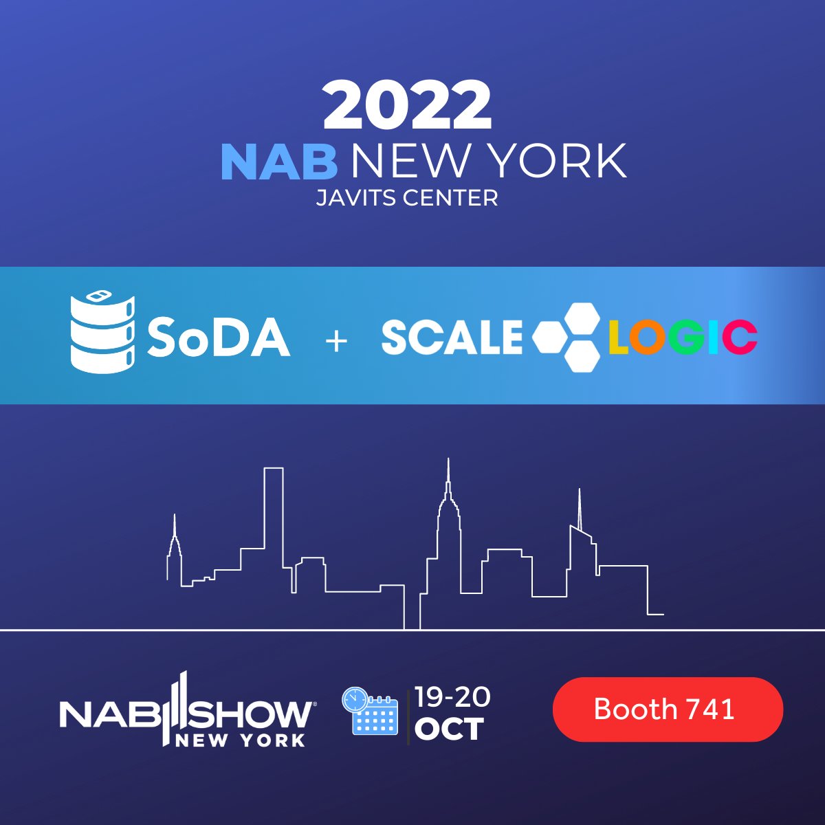 CloudSodaio's tweet photo. Meet us in the Scale Logic booth at #NABNY! Catch a demo of SoDA + Scale Logic's anywhere to anywhere accelerated data movement solution, or just come say hi at the show! Not yet signed up? Do so here: https://t.co/WciPsyPWEa
#SoDA #NABShow #scalelogic https://t.co/KO8GemNtIP