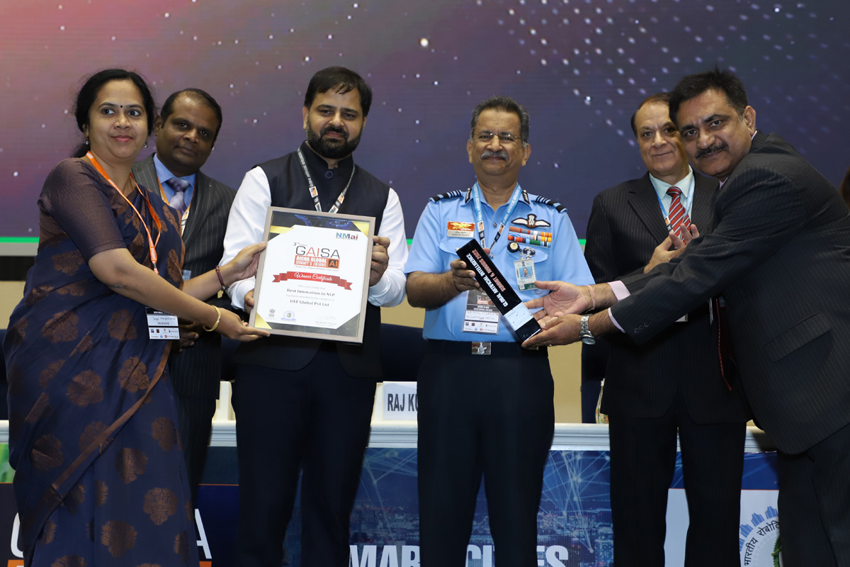 USTSmartOps's tweet photo. We are thrilled that UST SmartOps™ was awarded ‘Best Innovation in NLP’ at the Global Artificial Intelligence Summit &amp; Awards 2022.

We showcased the power of conversational #AI to enable a seamless digital healthcare journey.

Learn more: https://t.co/CxnCAqN2GY #GAISA #NLP https://t.co/OEaBnQfYPr