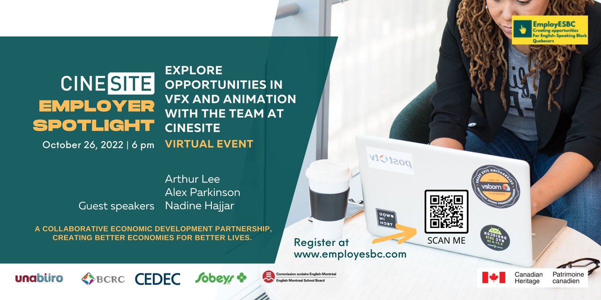 LOOKING TO EXPLORE OPPORTUNITIES IN VFX AND ANIMATION WITH THE TEAM AT CINESITE? On October 26th, 2022, EmployESBC will host an Employer Spotlight with Cinisite.  🤖 🤖 🤖