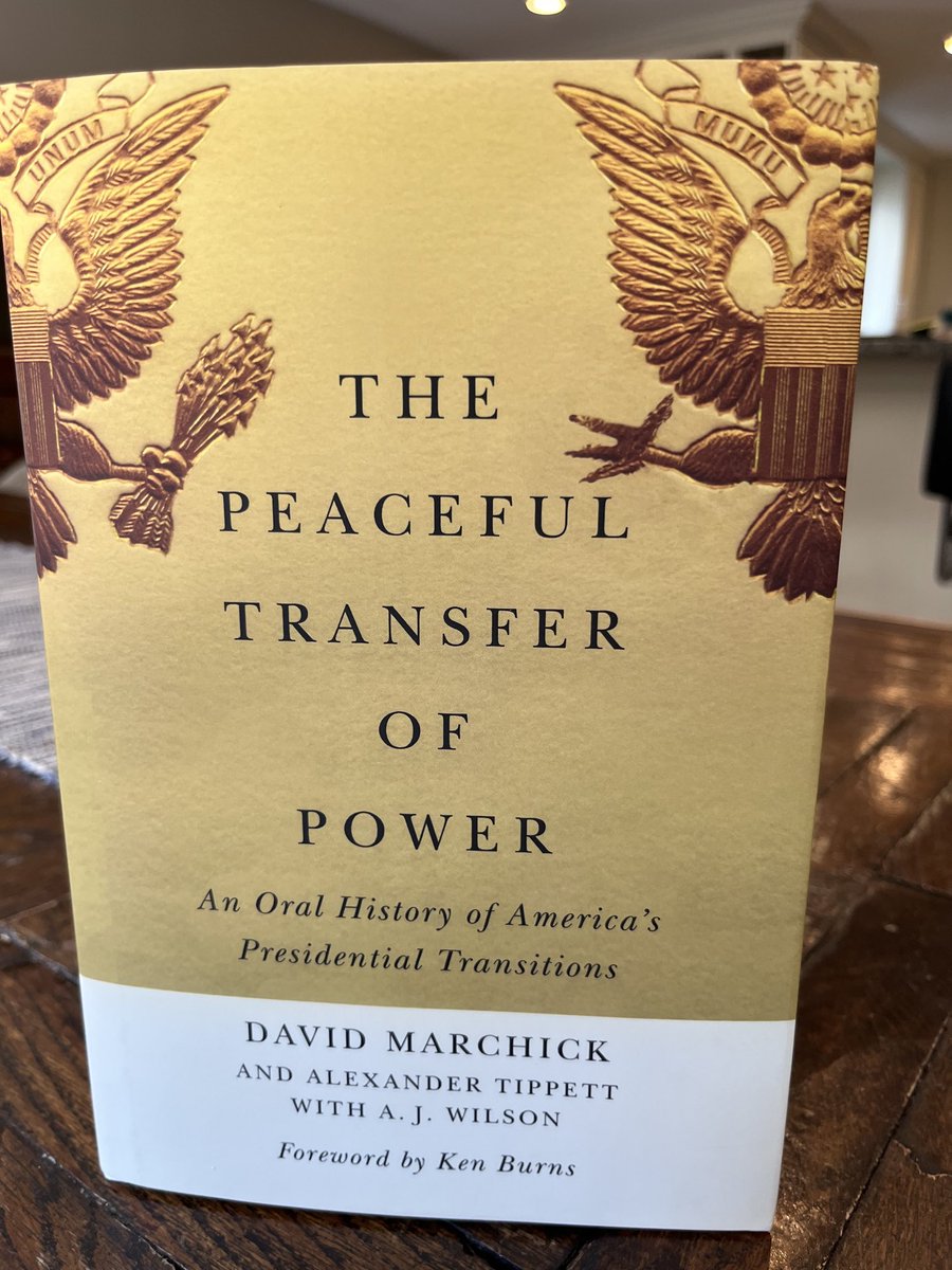 Speaking of the peaceful transfer of power, it’s a perfect time to read “The Peaceful Transfer of Power,” an oral history out this week by ⁦@DavidMarchick⁩ and ⁦@alex_tippett95⁩ with A.J. Wilson. Fascinating history! politics-prose.com/book/978081394… amazon.com/Peaceful-Trans…