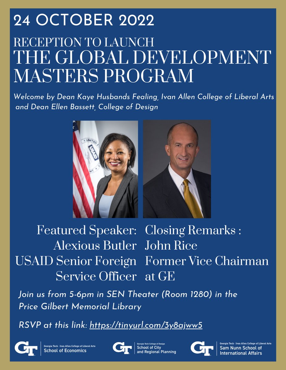 Join us for a reception to launch the new Global Development Masters Program with featured speaker <a href="/USAID/">USAID</a> Senior Foreign Service Officer Alexious Butler on Oct. 24 at 5 p.m. RSVP: tinyurl.com/3y8ajww5