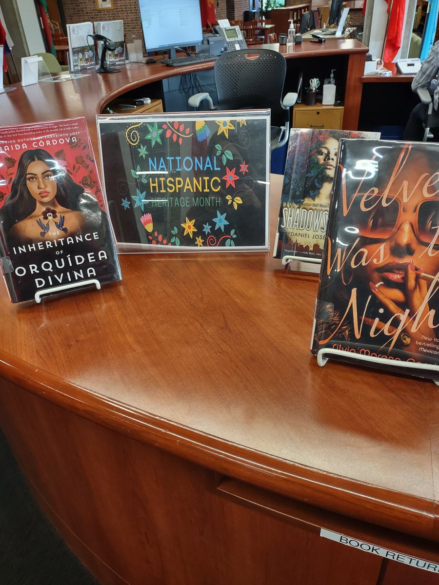 BrushLibrary's tweet photo. Before tomorrow's Latine Fest, read a book from our display for Hispanic Heritage Month! #hispanicheritagemonth https://t.co/KB2vVGnVpK