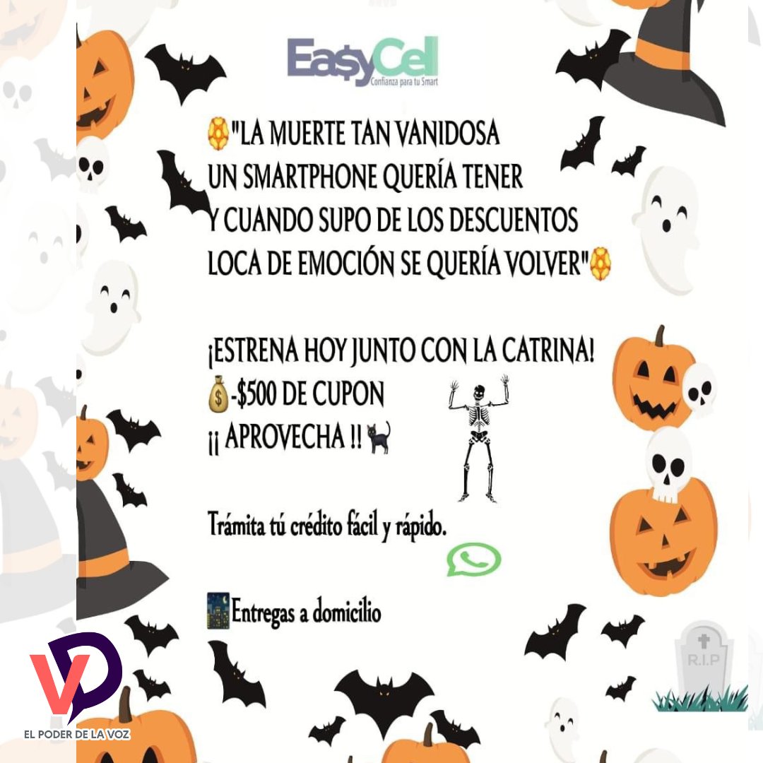 VanguarDigitalP's tweet image. ¿Tu celular está de terror? 📲🧛‍♀️  
Ven a Easy Cell y renueva para que tengas las mejores selfies 🤳🏽este Halloween.🧙‍♀️
Renueva tu teléfono con nosotros y en tu 2do obtén un descuento de $500.

#EasyCell #VD #ElPoderDeLaVoz🎙