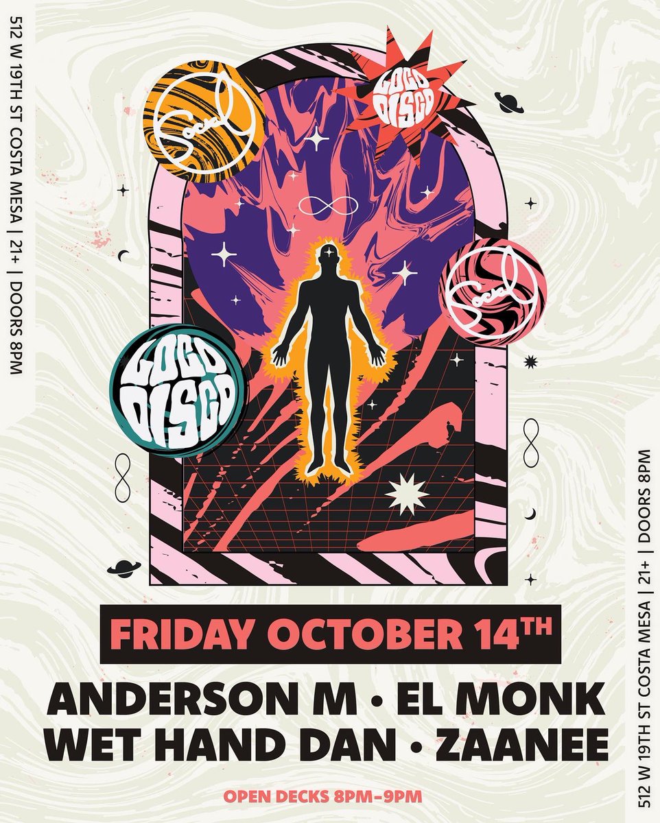 TONIGHT!!! We’re ecstatic to be bringing house music to Orange County at Social on Friday night with one of our favorite line ups to date. With the top dogs spinning <a href="/andersonmmusic/">Anderson M</a> <a href="/funkwithelmonk/">El Monk</a> @wethanddan &amp; <a href="/nathanielzaanee/">zaanee</a>