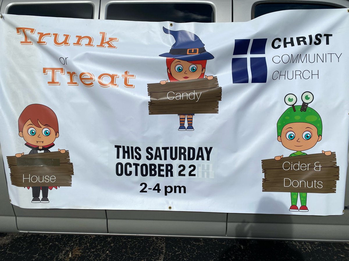 MiChristComm's tweet photo. Please sign up if you are interested in hosting a car for Trunk or Treat! Sign up is on the front table in the lobby. We’re accepting candy donation as well!

Where: CCC Parking Lot
When: Saturday, October 22 (rain day, Saturday, October 29)
Time: 2 – 4 PM https://t.co/bJSeU9AdaU
