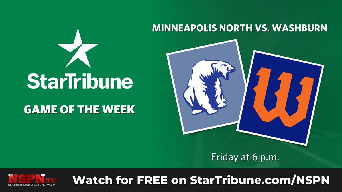 NSPNminnesota's tweet photo. 🏈MINNEAPOLIS NORTH vs WASHBURN🏈
⌚️Oct 14 at 6PM
🎙️@jchilds10 
📺Watch for free: https://t.co/VUFUn1EerG https://t.co/CbFXQIEHWn