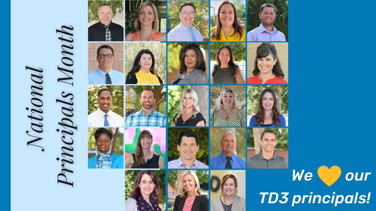 TempeElementary's tweet photo. October is National Principals Month! We are so grateful for all of our TD3 principals. Our principals are a guiding light for our schools and communities!

#NationalPrincipalsMonth #ThankAPrincipal https://t.co/Bn8fkMlAEy