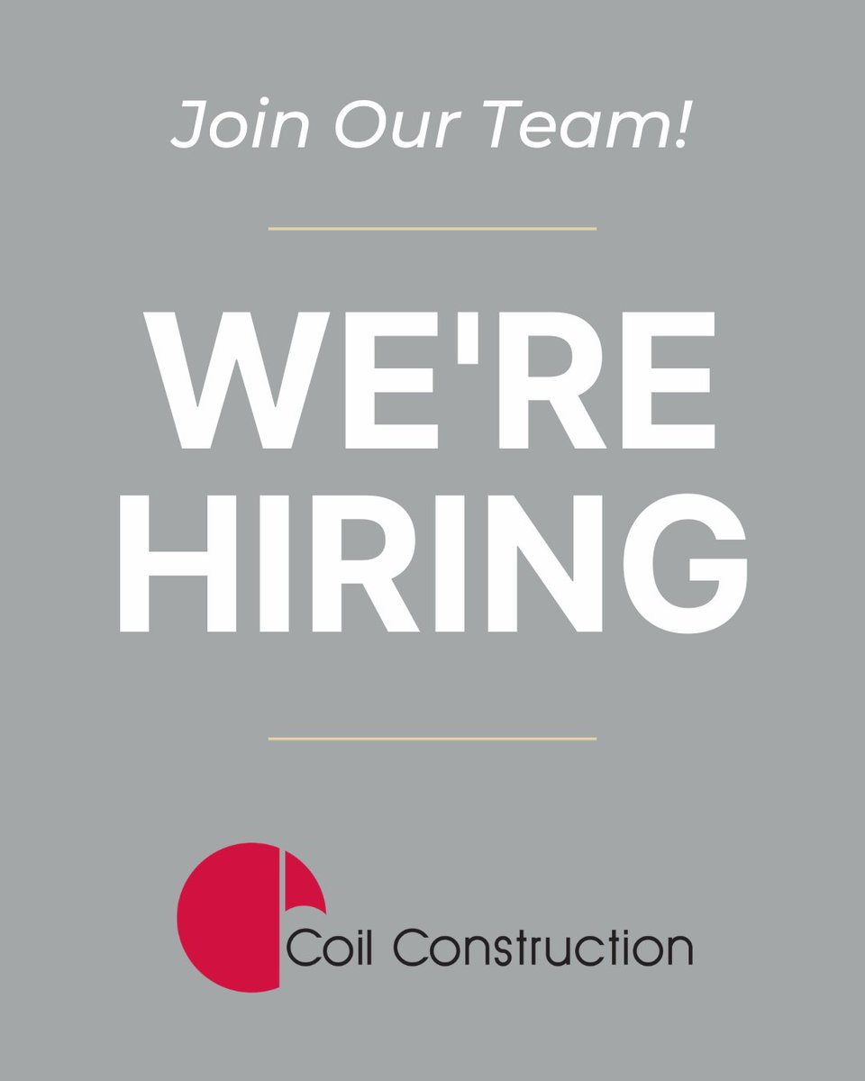 CoilConstruct's tweet photo. Ready to join the Coil team? Check out our Careers web page at https://t.co/tCE4b7T2Ti to see open positions! We're looking for a project manager and accounting specialist to join the team. #buildingabettercommunity https://t.co/fR9rwqzvE4