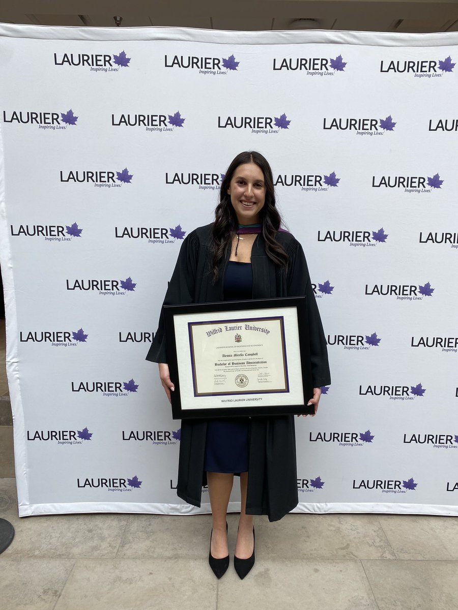 AttardoDaniela's tweet photo. So very proud of my daughter, Alessia, on her Graduation from @Laurier Bachelor of Business Administration Program and accepting a position with @DeloitteCanada. #2022grad #withdistinction ๐ https://t.co/zeXDSCPlss