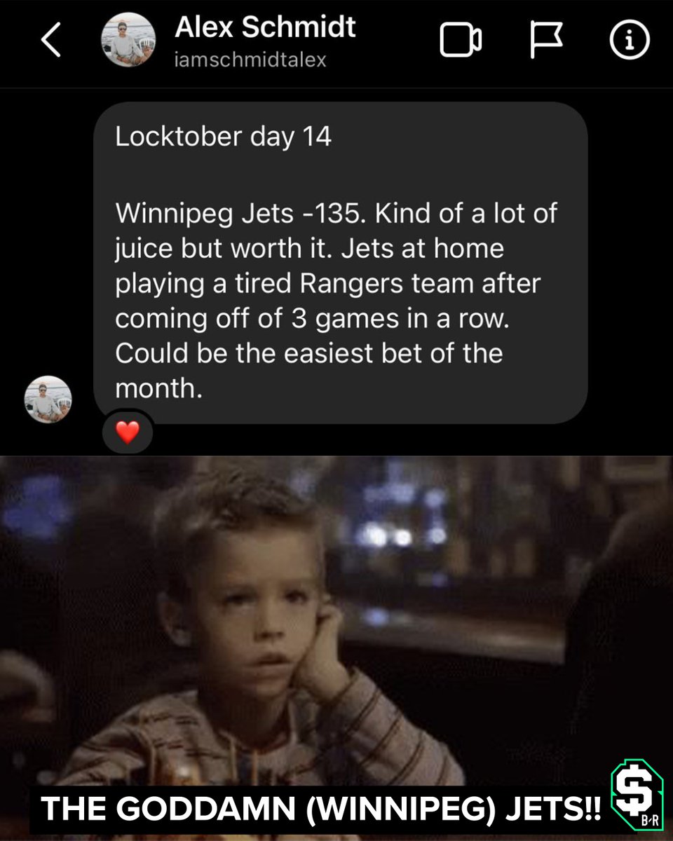 br_betting's tweet photo. LOCKTOBER DAY 14 💰

GOTTA get hot again. We're rolling with Winnipeg Jets ML tonight...

Giving away hoodies to five followers who RT and reply with #Locktober 🔒🎃 https://t.co/Ax5O60YPvs