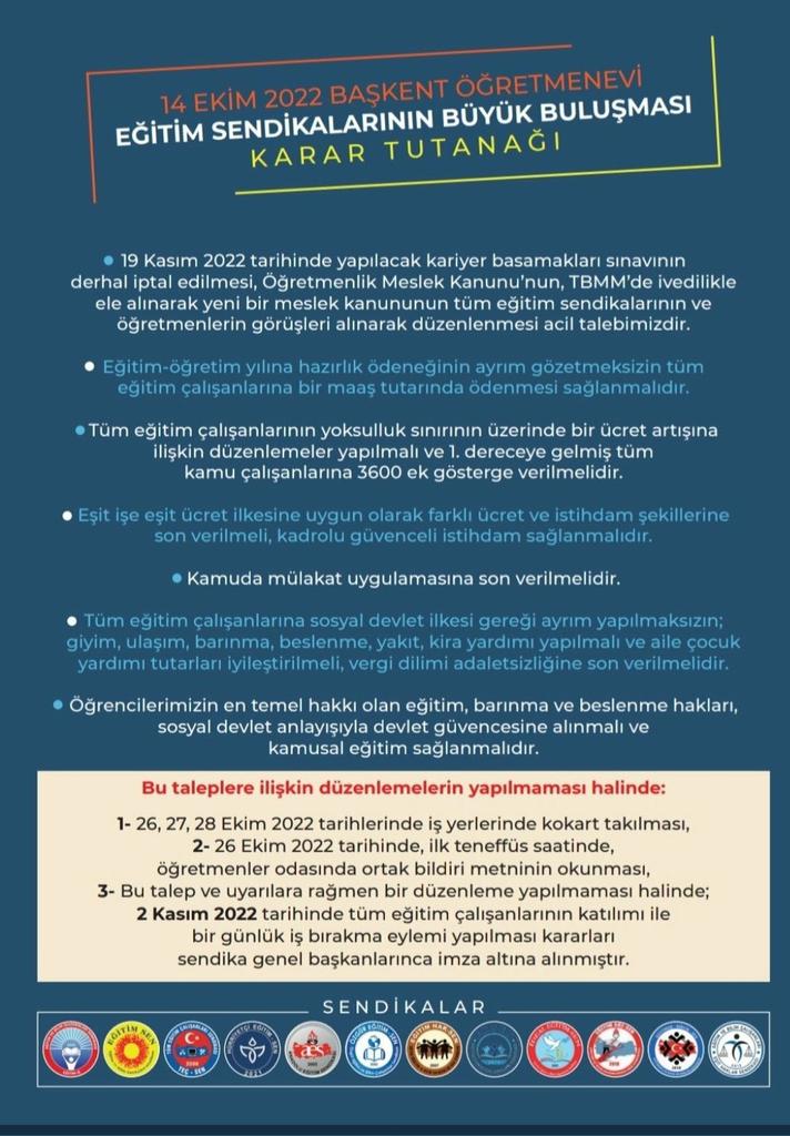 12 Eğitim Sendikası Genel Başkanının imzaladığı bu belgeyi tüm öğretmenler odasına şeref madalyası diye azacağız.

#ÖgretmenlerUnutmaz