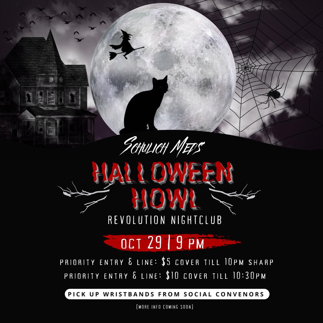 Come out to the Revolution Nightclub for a fun and spooky night 🧡🖤

📆 Event will take place Oct 29 @ 9 PM.

More info on picking up wristbands will be provided by your Social Convenors

❣️NOTE: Wristbands do NOT mean free cover. Payments will be taken at the door❣️