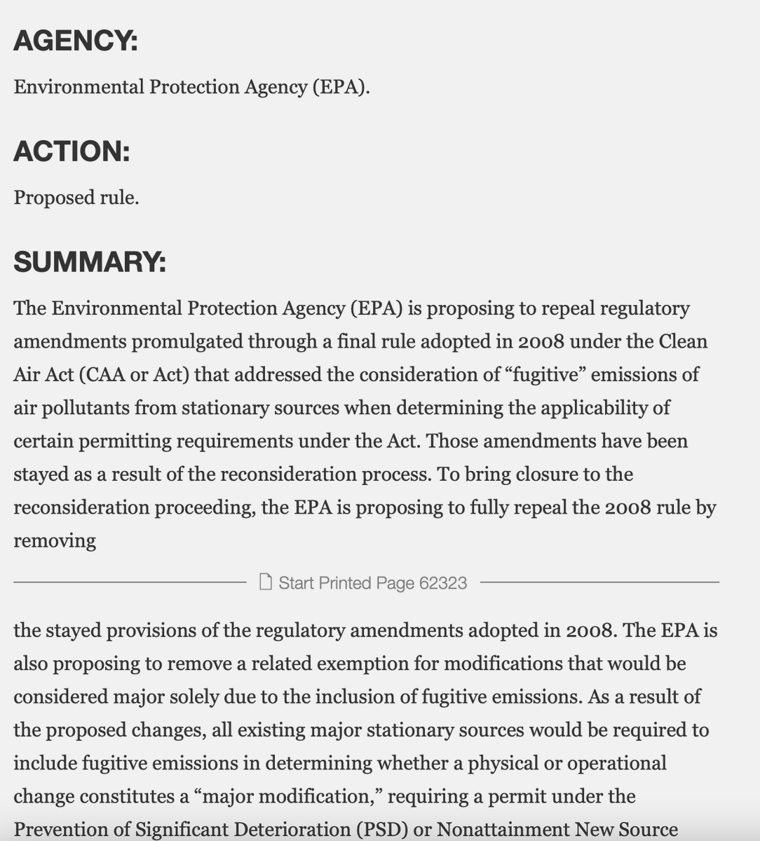 StateImpactCntr's tweet photo. .@EPA proposes to repeal the 2008 fugitive emissions rule under the Clean Air Act #CAA & remove a related exemption for changes of stationary sources that would've been major solely due to fugitive emissions. Comments due by 12/13. #StateImpactAlert.
https://t.co/Zs2SZgZxHN https://t.co/2mwZy67laI