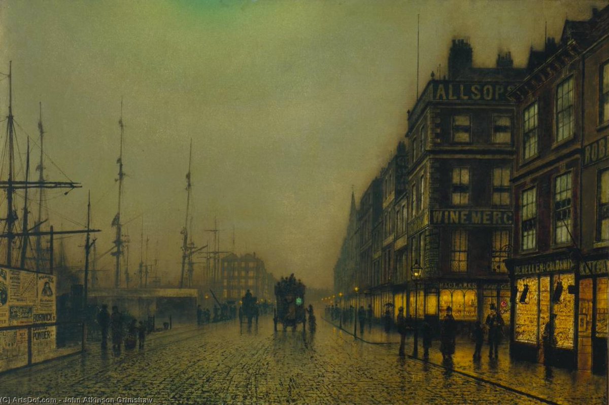 soysauuce's tweet photo. ¿No os parece que cualquier día es bueno para dejarse embaucar por las pinturas nocturnas y nebulosas de John Atkinson Grimshaw? Liverpool, Manchester, Londres… https://t.co/xB9txZQljo