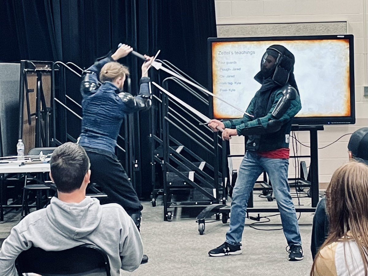 templesWHS's tweet photo. WHS world history students had the opportunity to watch Medieval weapons demonstration today.  Presenters shared the history of sword fighting and various European fighting techniques from the Middle Ages. https://t.co/pFz4U9DtcW