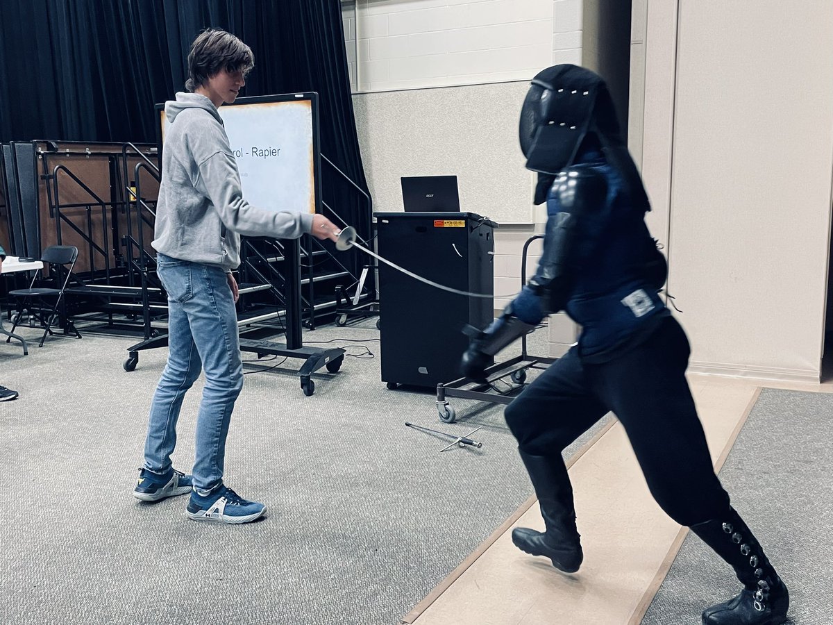 templesWHS's tweet photo. WHS world history students had the opportunity to watch Medieval weapons demonstration today.  Presenters shared the history of sword fighting and various European fighting techniques from the Middle Ages. https://t.co/pFz4U9DtcW