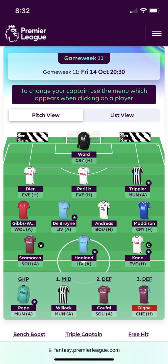 Gw 11🔒:
James➡️Dier
Going against Haaland😓

#FPL #GW11