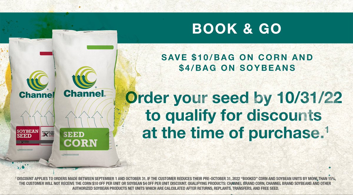 Channel_KY_SIN's tweet photo. Contact your local Channel Seedsman to take advantage of our Book &amp; Go discounts before the end of the month! #EliteSeedProducts #BayerUp https://t.co/rI70F9Jwew
