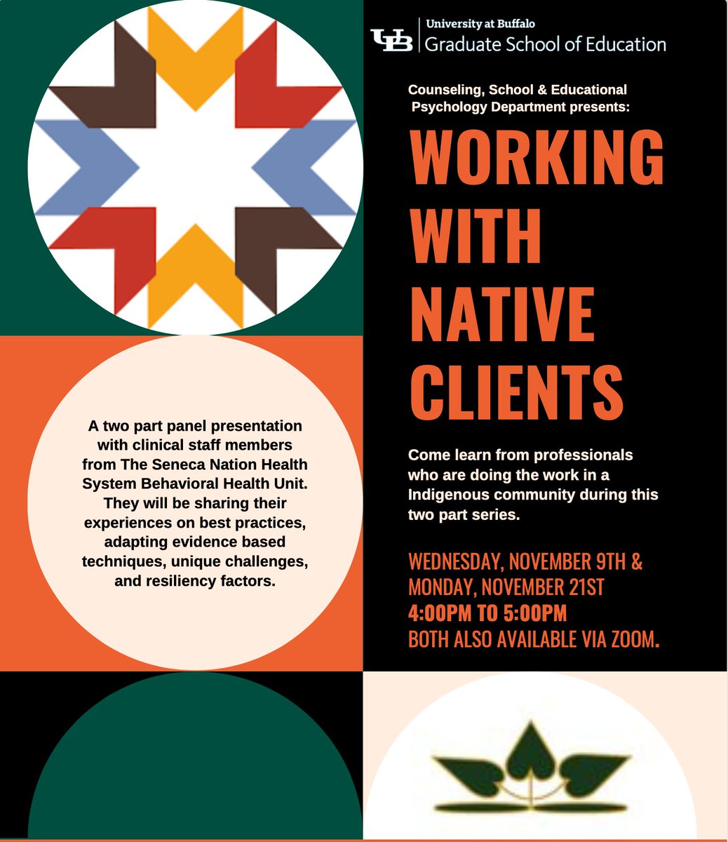 Upcoming panel for those in the counseling and social work fields on working with Native clients.