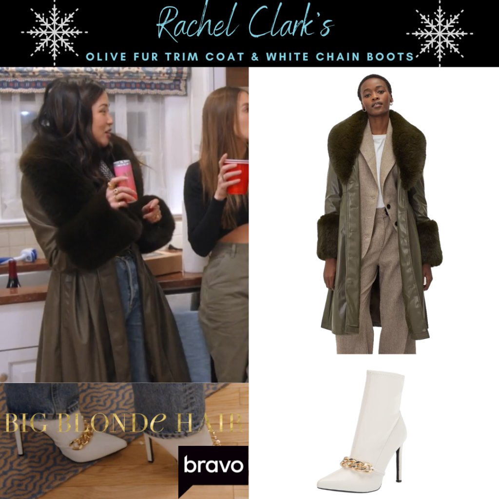 BigBlondeHair's tweet photo. Olive This Look // Get Details On Rachel Clark's Olive Fur Trim Coat & White Chain Boots Here: https://t.co/uUrCYAgg4r #WinterHouse #RachelClark https://t.co/iR35tLHeRg