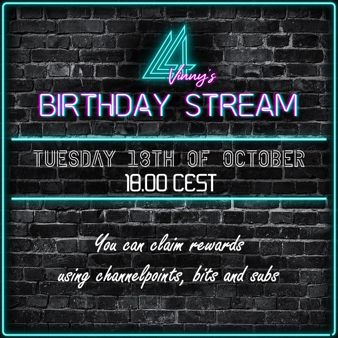 V4Vinny_TTV's tweet photo. Next week Tuesday we are going to celebrate my 29th birthday on stream 🥳
Come and celebrate with me!

🟣 https://t.co/EWgFSertz2

#birthdayparty #birthdayboy #birthday_celebration https://t.co/H9igvO6i5A