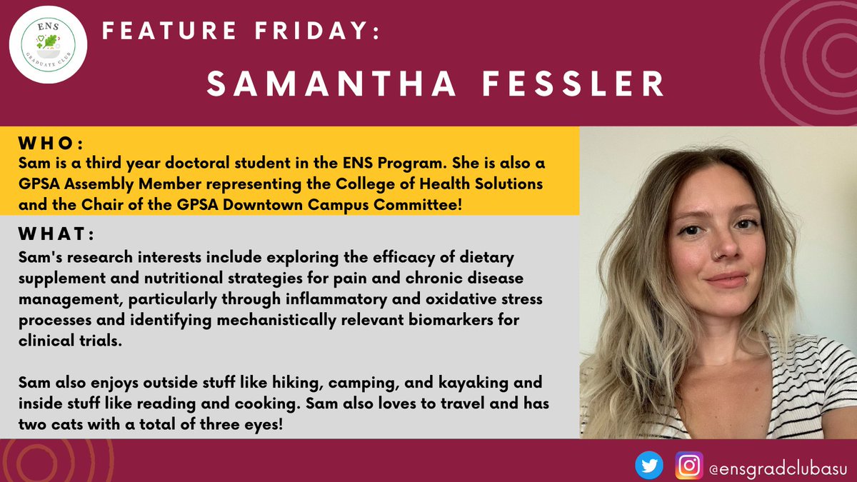 ensgradclubasu's tweet photo. It's that time of the week again - Get to know third year student and our club Vice President Sam Fessler! #FeatureFriday #FriYay #TwitterlessSam #CatsOnTwitter ๐พ https://t.co/xbACbooCN8