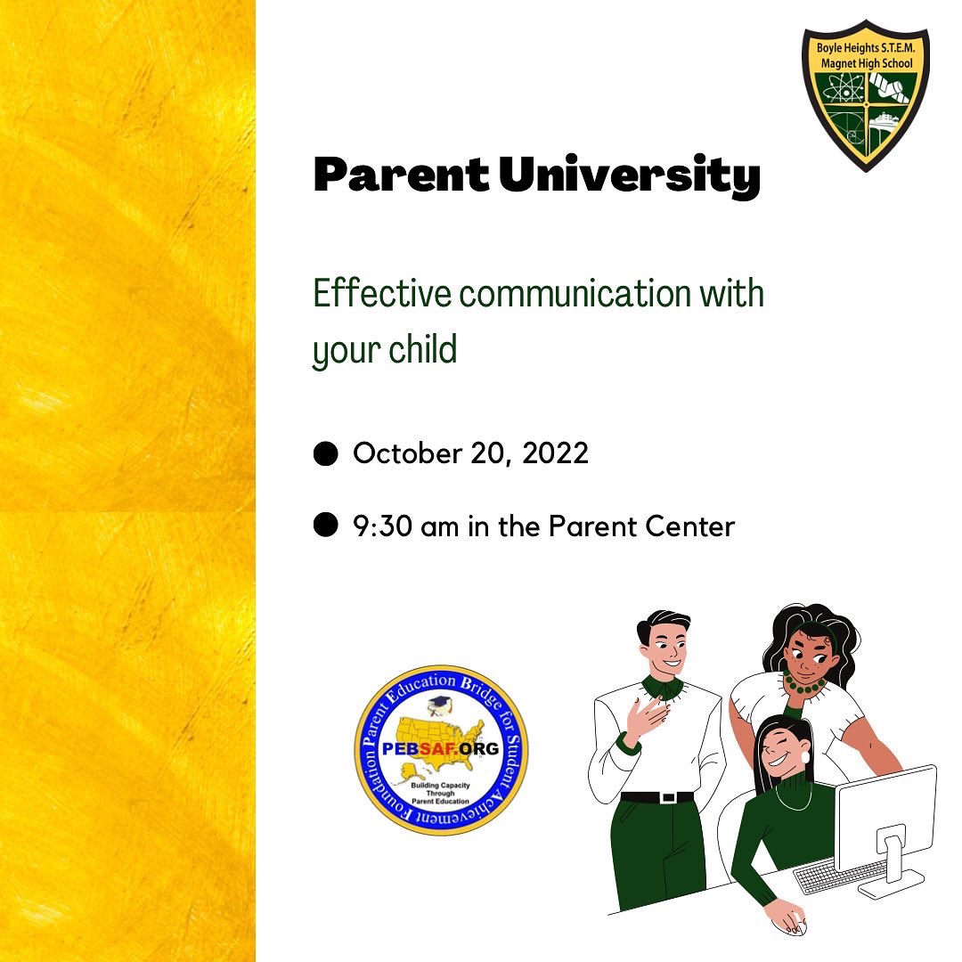 It’s almost time for our next parent workshop! Come join us NEXT THURSDAY in the parent center to discuss this workshops topic: Effective communication with your child. 🗣️