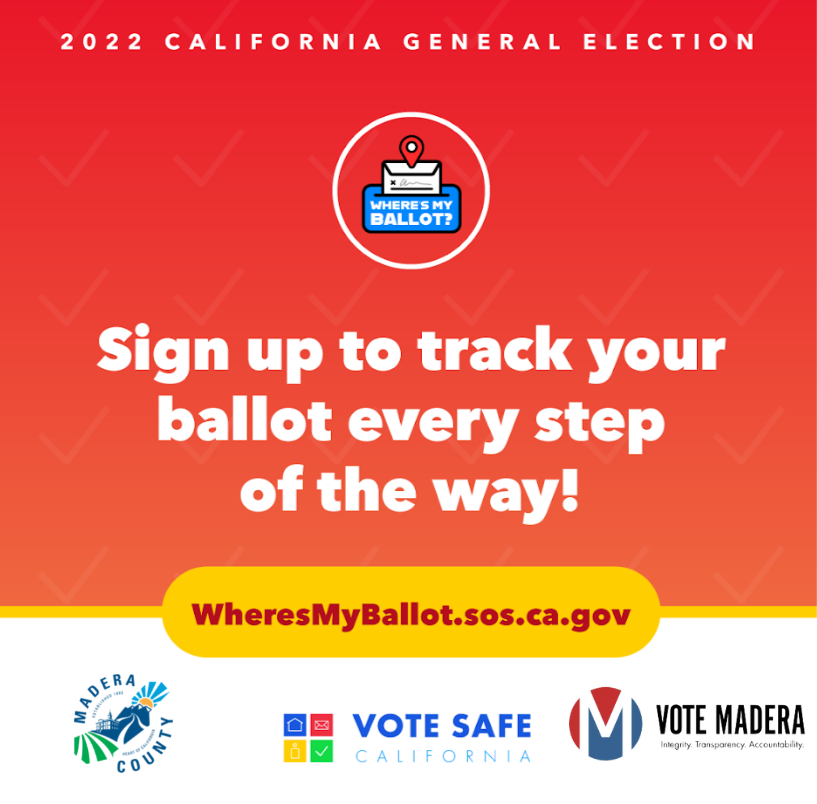 MaderaElections's tweet photo. All vote-by-mail ballots come with return envelopes that have pre-paid, first-class postage and a unique barcode that you can track with “Where’s My Ballot?”! Have confidence in your vote &amp; sign up at https://t.co/JQESLgZ2fL 
#VoteCalifornia #VoteMadera https://t.co/GazkLjMXiD