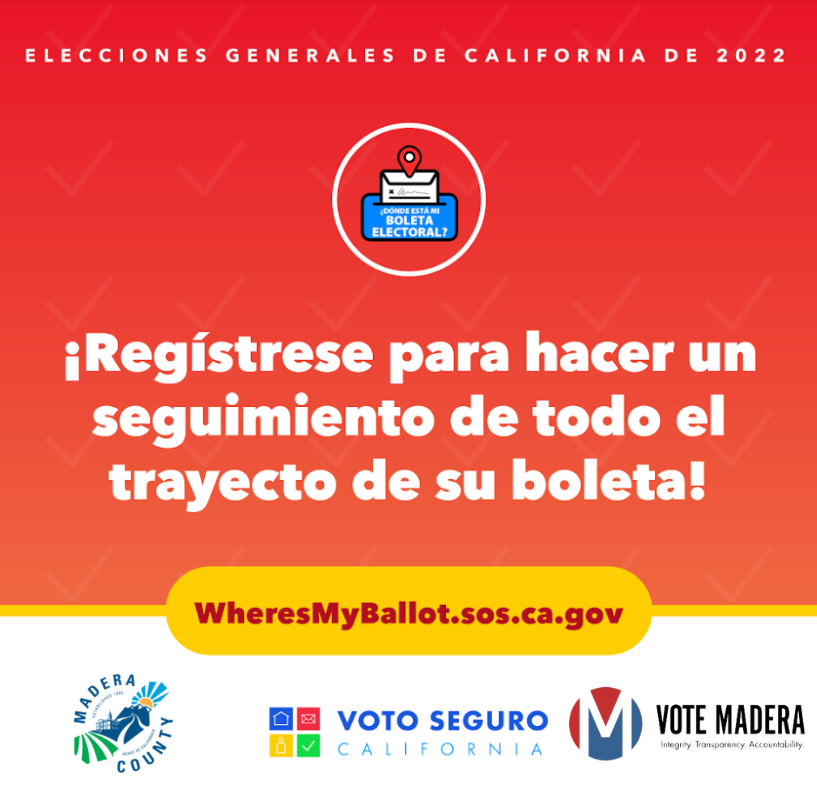 MaderaElections's tweet photo. All vote-by-mail ballots come with return envelopes that have pre-paid, first-class postage and a unique barcode that you can track with “Where’s My Ballot?”! Have confidence in your vote &amp; sign up at https://t.co/JQESLgZ2fL 
#VoteCalifornia #VoteMadera https://t.co/GazkLjMXiD