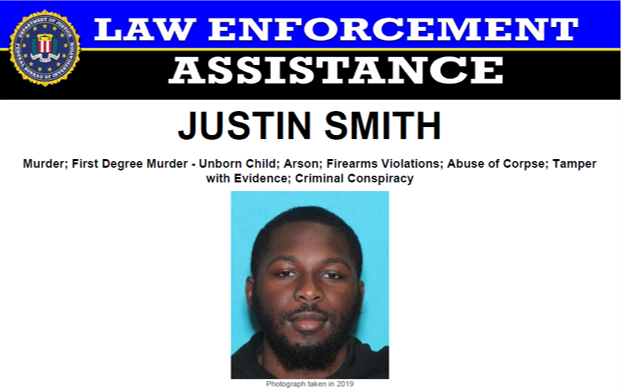FBIPhiladelphia's tweet photo. The #FBI is offering a reward of up to $25,000 for info leading to the arrest of Justin Smith, wanted by @PhillyPolice for the murder of 21-yr-old Dianna Brice & her unborn child. 215-418-4000 or https://t.co/M0Wg0RjpzN — anonymous tips OK. https://t.co/tNpc2nLekP #FugitiveFriday https://t.co/Tf0FTG36Ng